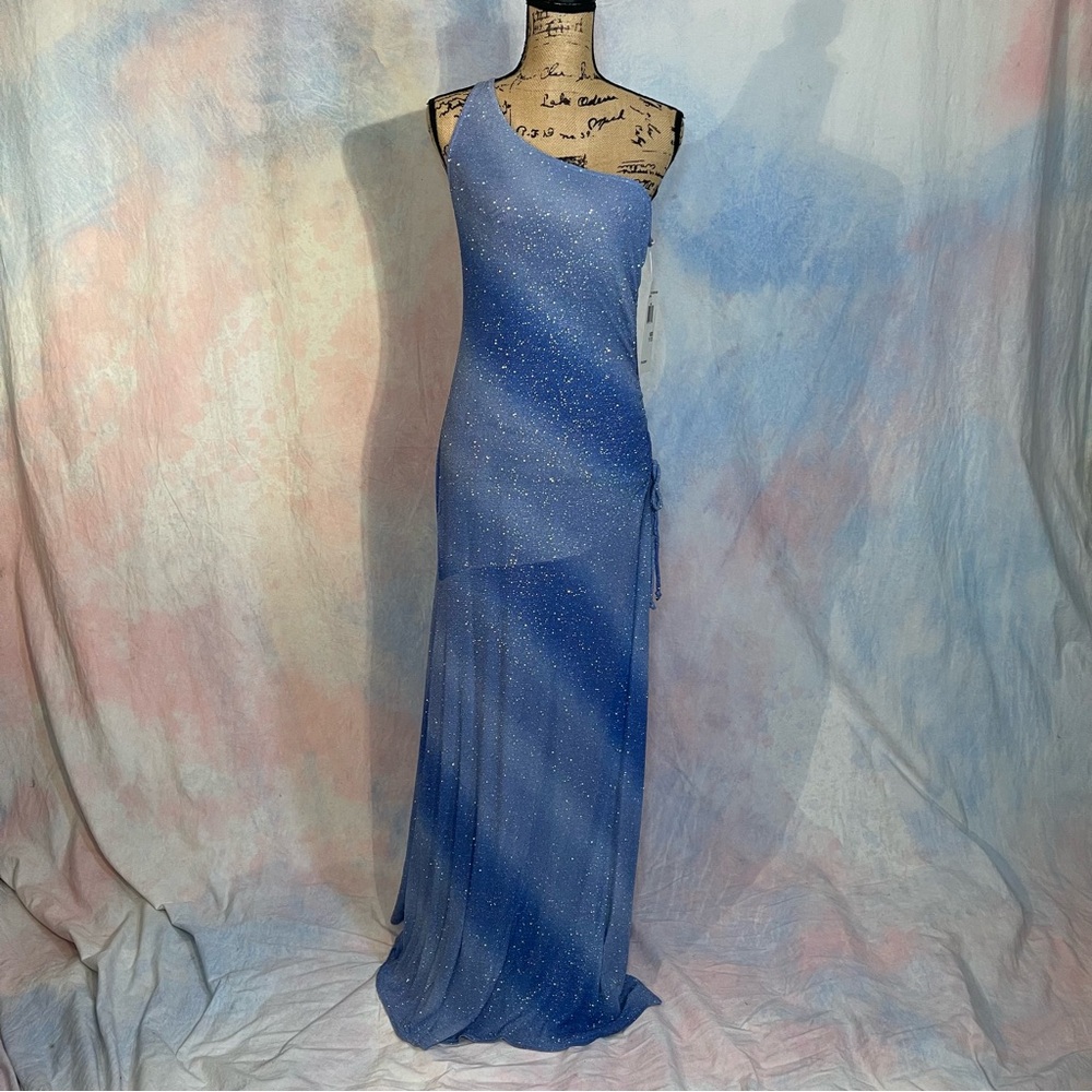 Y2K Jump Apparel deadstock, one-shoulder glittery gown size M / L